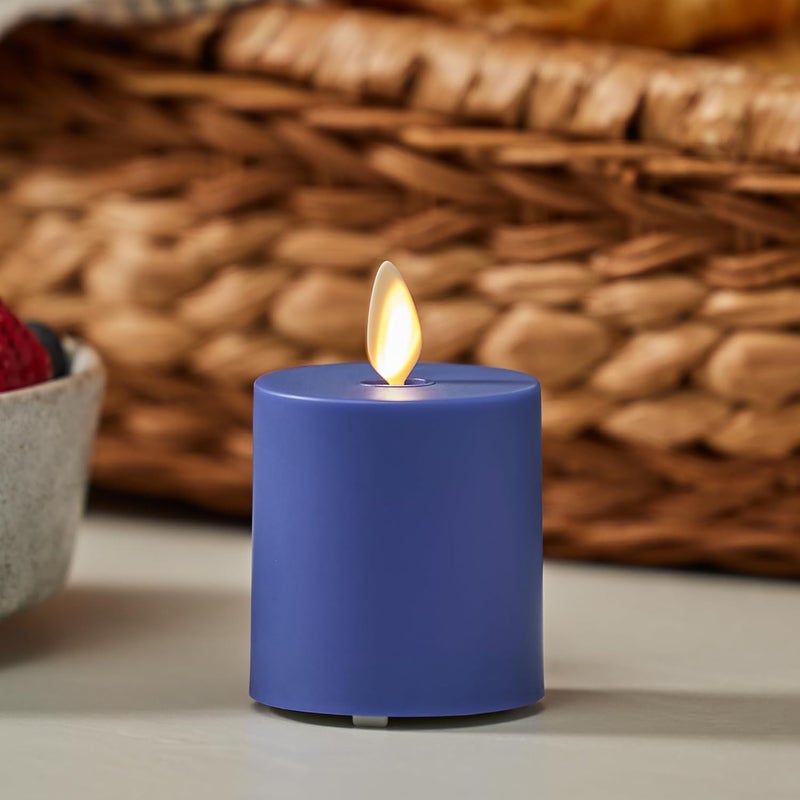 LUMINARA Outdoor Votive Flameless LED Candle, Vivid Ultramarine 2" x 3.2", Moving Flame Battery Operated Timer Remote Ready IPX4 Matte Plastic Finish - Image 2
